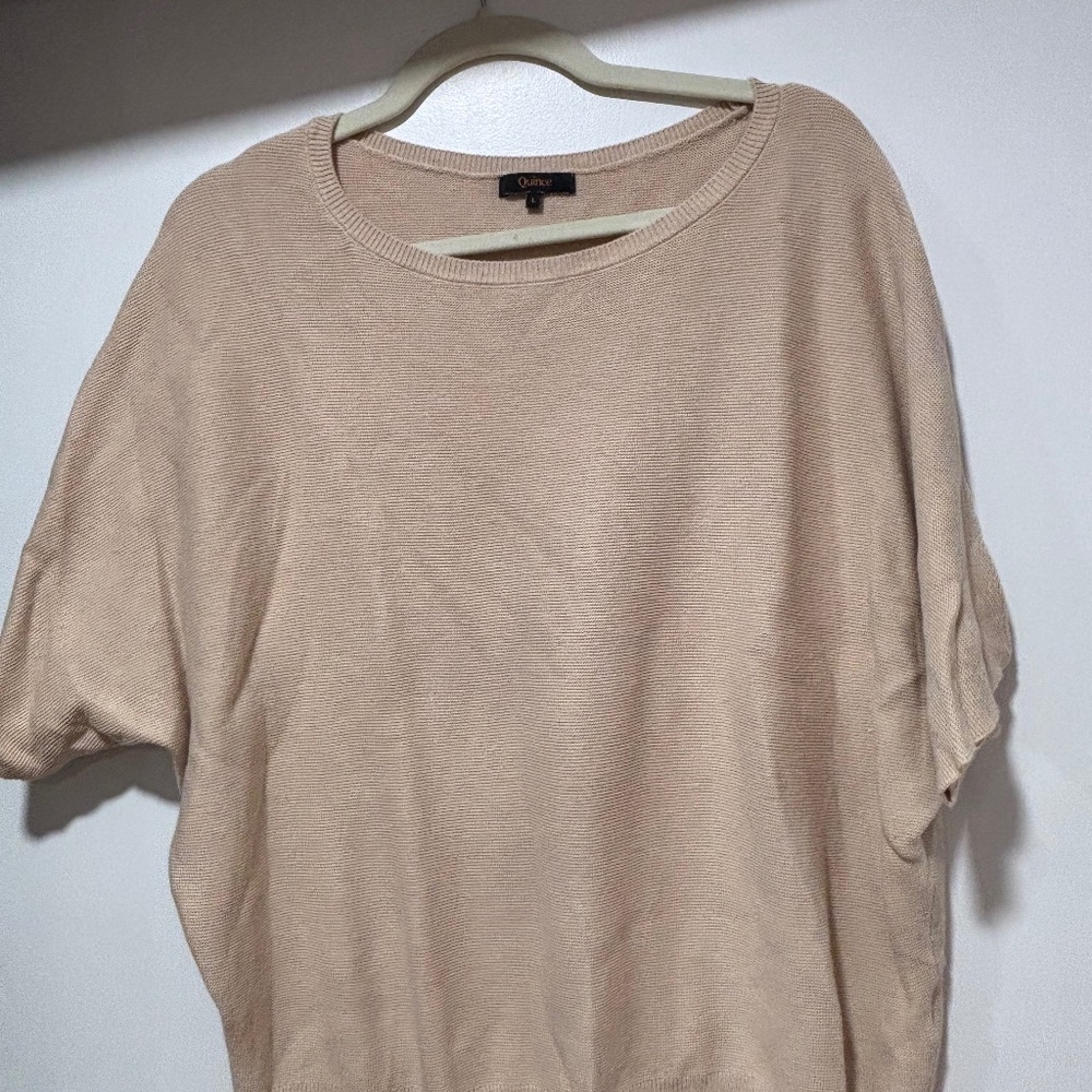Quince Lightweight Cotton Cashmere Link-Stitch Dolman Sweater